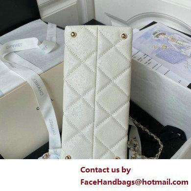 Chanel Grained Calfskin  &  Gold-Tone Metal Small Flap Bag with Top Handle AS4711 White 2025